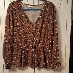 Maurices Purple Floral Button-Front Blouse